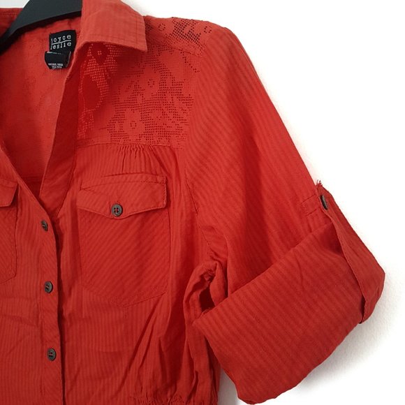 Joyce Leslie Orange Collar Top - Size S - Picture 3 of 8